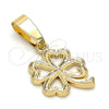 Oro Laminado Fancy Pendant, Gold Filled Style Four-leaf Clover Design, Polished, Golden Finish, 5.179.036