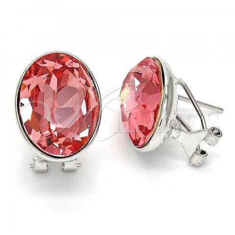Rhodium Plated Stud Earring, with Rose Peach Swarovski Crystals, Polished, Rhodium Finish, 02.239.0015.6