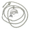 Rhodium Plated Pendant Necklace, Dolphin Design, Polished, Rhodium Finish, 04.106.0025.1.20