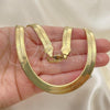 Oro Laminado Basic Necklace, Gold Filled Style Herringbone Design, Polished, Golden Finish, 5.221.004.1.24