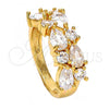 Oro Laminado Multi Stone Ring, Gold Filled Style Teardrop Design, with White Cubic Zirconia, Polished, Golden Finish, 01.210.0004.09 (Size 9)