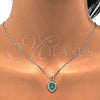 Rhodium Plated Pendant Necklace, Star Design, with Green Opal and White Micro Pave, Polished, Rhodium Finish, 04.63.1325.7.18