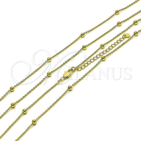 Oro Laminado Basic Necklace, Gold Filled Style Rolo and Ball Design, Polished, Golden Finish, 04.213.0355.16