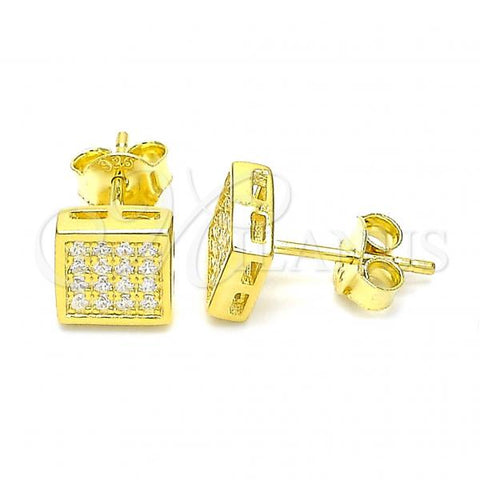 Sterling Silver Stud Earring, with White Cubic Zirconia, Polished, Golden Finish, 02.369.0020.2