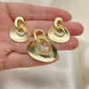 Oro Laminado Earring and Pendant Adult Set, Gold Filled Style with White Crystal, Polished, Golden Finish, 10.59.0127