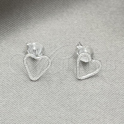 Sterling Silver Stud Earring, Heart Design, Polished, Silver Finish, 02.406.0023