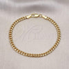 Oro Laminado Basic Bracelet, Gold Filled Style Miami Cuban Design, Polished, Golden Finish, 5.223.013.07