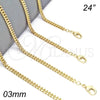 Oro Laminado Basic Necklace, Gold Filled Style Miami Cuban Design, Polished, Golden Finish, 04.213.0095.24