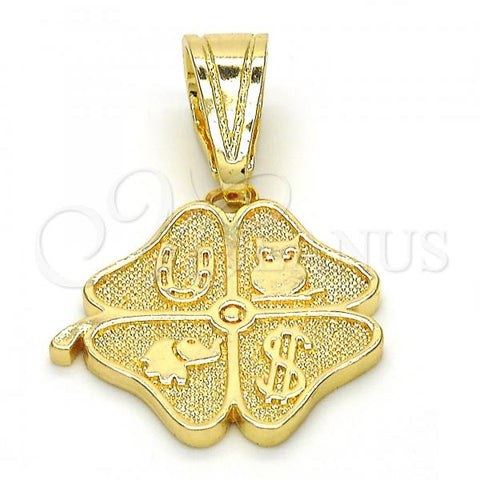 Oro Laminado Fancy Pendant, Gold Filled Style Elephant and Owl Design, Polished, Golden Finish, 05.120.0070