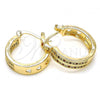 Oro Laminado Small Hoop, Gold Filled Style with Garnet and White Micro Pave, Polished, Golden Finish, 02.210.0271.1.20