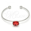 Rhodium Plated Individual Bangle, with Padparadscha Swarovski Crystals, Polished, Rhodium Finish, 07.239.0010 (02 MM Thickness, One size fits all)