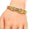 Gold Tone Individual Bangle, with White Crystal, Polished, Golden Finish, 07.252.0011.05.GT (13 MM Thickness, Size 5 - 2.50 Diameter)