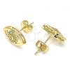 Oro Laminado Stud Earring, Gold Filled Style with White Micro Pave, Polished, Golden Finish, 02.156.0440