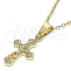 Oro Laminado Religious Pendant, Gold Filled Style Crucifix Design, Polished, Golden Finish, 05.242.0002