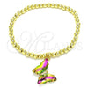 Oro Laminado Fancy Bracelet, Gold Filled Style Expandable Bead and Butterfly Design, with Vitrail Medium Crystal and White Micro Pave, Polished, Golden Finish, 03.341.0112.07