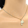 Oro Laminado Pendant Necklace, Gold Filled Style Dolphin Design, Polished, Golden Finish, 04.106.0025.20