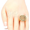 Oro Laminado Elegant Ring, Gold Filled Style Polished, Tricolor, 01.100.0009.07 (Size 7)