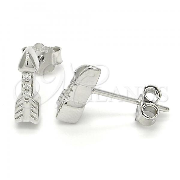 Sterling Silver Stud Earring, with White Cubic Zirconia, Polished, Rhodium Finish, 02.336.0071