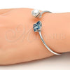 Rhodium Plated Individual Bangle, Butterfly Design, with Aquamarine Swarovski Crystals and Ivory Pearl, Polished, Rhodium Finish, 07.239.0005.3 (03 MM Thickness, One size fits all)