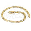 Oro Laminado Basic Bracelet, Gold Filled Style Mariner Design, Diamond Cutting Finish, Golden Finish, 5.222.030.07