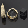 Oro Laminado Small Hoop, Gold Filled Style Greek Key Design, Diamond Cutting Finish, Golden Finish, 5.144.019