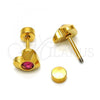 Stainless Steel Stud Earring, Heart Design, with Pink Crystal, Polished, Golden Finish, 02.271.0004.8