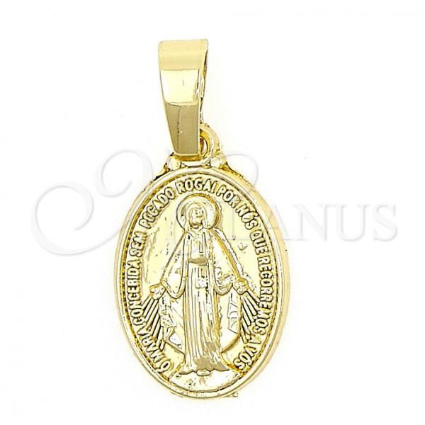 Oro Laminado Religious Pendant, Gold Filled Style San Benito Design, Polished, Golden Finish, 05.177.0001