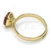 Oro Laminado Multi Stone Ring, Gold Filled Style with Light Siam Swarovski Crystals, Polished, Golden Finish, 01.239.0009.8 (One size fits all)
