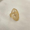 Oro Laminado Elegant Ring, Gold Filled Style Sun and Filigree Design, Diamond Cutting Finish, Golden Finish, 01.233.0028.07