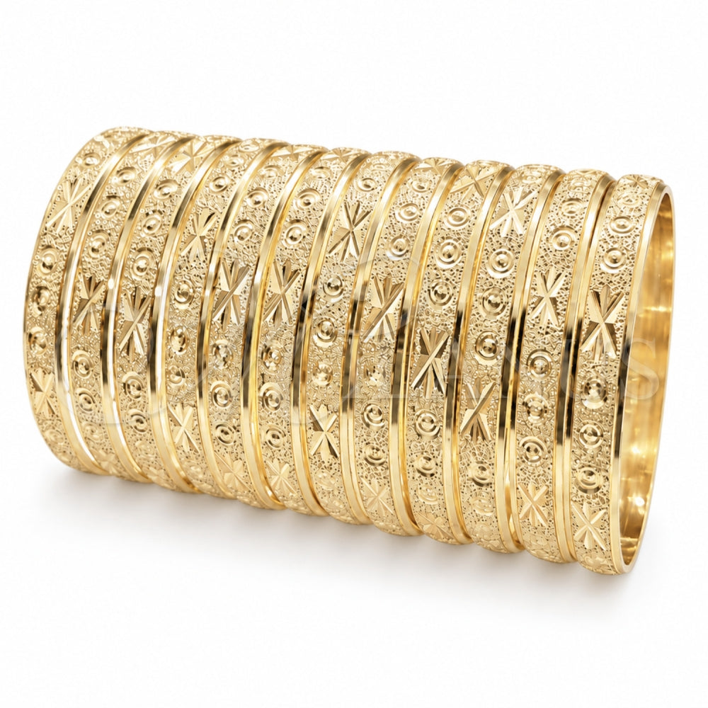 Wholesale 6mm gold diamond-cut bangle 12-pack, Size 1 Baby, SKU 131514.12