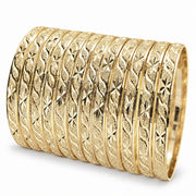 Wholesale 6mm gold diamond-cut bangle 12-pack, Size 4 Girl L, SKU 131517.12