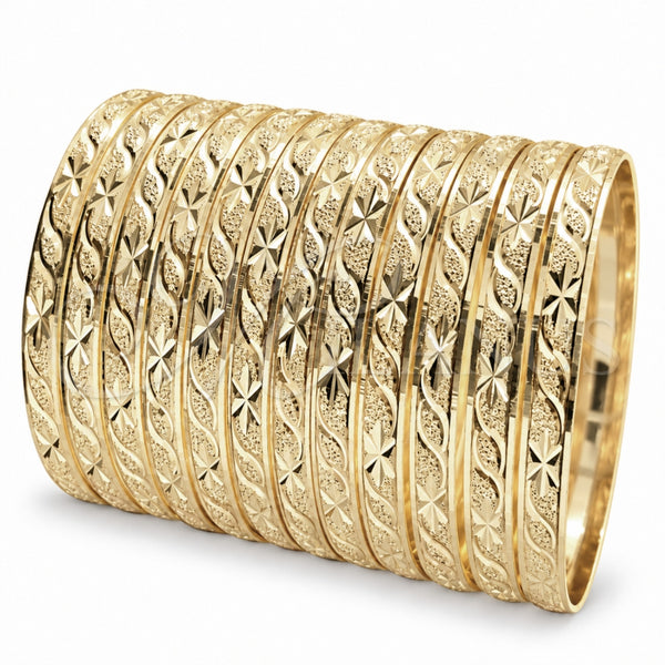 Wholesale 6mm gold diamond-cut bangle 12-pack, Size 4 Girl L, SKU 131517.12