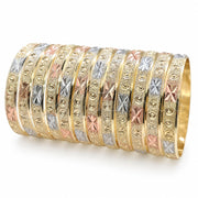Wholesale 6mm tricolor diamond-cut bangle 12-pack, Size 1 Baby, SKU 030088