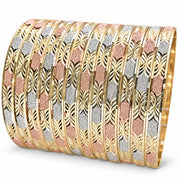Wholesale 6mm tricolor diamond-cut bangle 12-pack, Size 7 Adult XL, SKU 030094