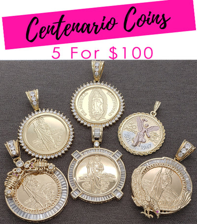 Gold Filled 5-piece gold-layered Centenario coin pendant kit, SKU 132107 for wholesale, main product view