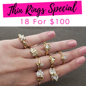 Gold Filled Ring — 18 Medium CZ Rings $5.55 ea Assorted Mixed — main product view — SKU 132110 | Oro Laminado anillo — 18 Medium CZ Rings $5.55 ea Assorted Mixed — SKU 132110