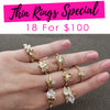 18 Medium CZ Rings ($5.55 ea) Assorted Mixed Styles and Mix Sizes Gold Layered