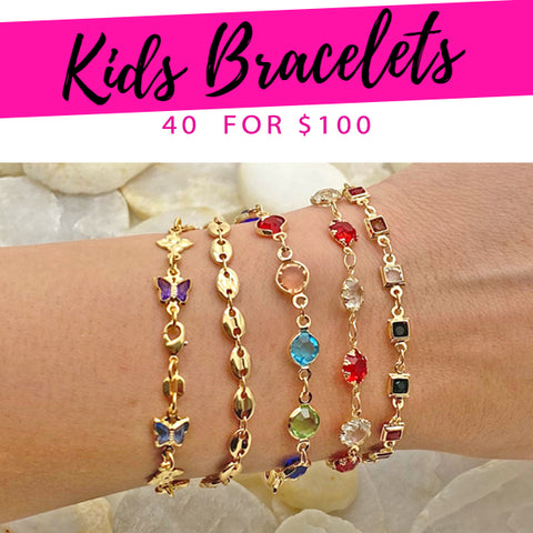 40 pulseras para niños ($ 2.50 c/u) por $ 100 en capas de oro