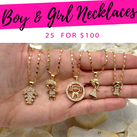 25 collares para niño y niña ($4.00 cada uno) por $100 en capas de oro