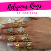 20 anillos religiosos ($5.00 cada uno) por $100 en capas de oro