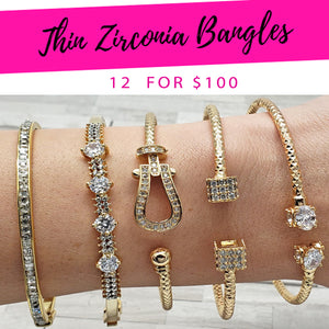 Gold Filled Jewelry — 12 Thin Zirconia Bangles $8.33 each for $ — main product view — SKU 132293 | Oro Laminado joyería — 12 Thin Zirconia Bangles $8.33 each for $ — SKU 132293