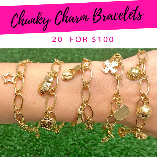 Gold Filled Bracelet — 20 Chunky Charm Bracelet $5.00 each for $ — main product view — SKU 132294 | Oro Laminado brazalete — 20 Chunky Charm Bracelet $5.00 each for $ — SKU 132294