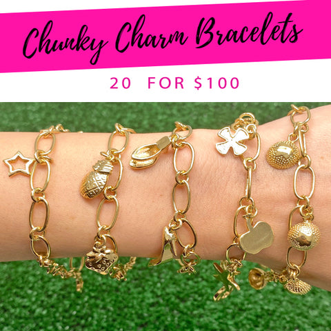 20 Chunky Charm Bracelet ($5.00 each) for $100 Gold Layered