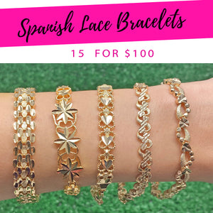 Gold Filled Bracelet — 15 Spanish Lace Bracelets $6.67 each for $ — main product view — SKU 132297 | Oro Laminado brazalete — 15 Spanish Lace Bracelets $6.67 each for $ — SKU 132297