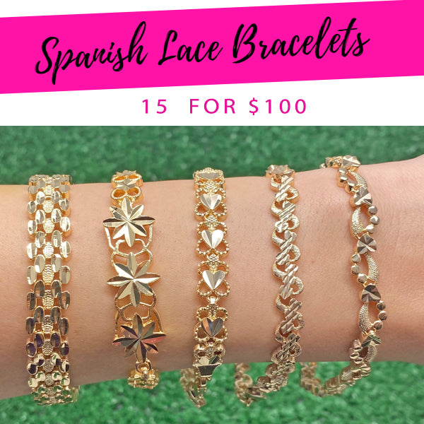 Gold Filled Bracelet — 15 Spanish Lace Bracelets $6.67 each for $ — main product view — SKU 132297 | Oro Laminado brazalete — 15 Spanish Lace Bracelets $6.67 each for $ — SKU 132297