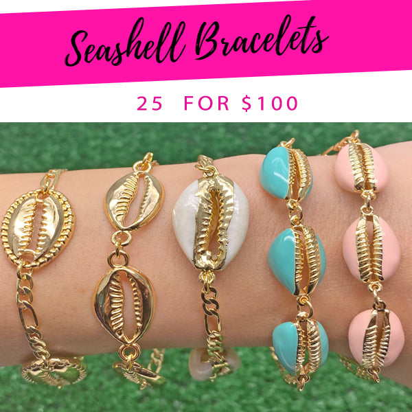 25 Seashell Bracelets ($4.00 each) for $100 Gold Layered