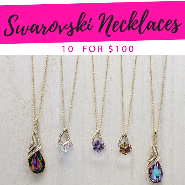 Gold Filled Necklace — 10 Necklaces with Original Swarovski Crystals $10.00 each — main product view — SKU 132829 | Oro Laminado collar — 10 Necklaces with Original Swarovski Crystals $10.00 each — SKU 132829