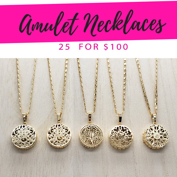 25 Amulet 3D Necklaces  ($4.00 each) for $100 Gold Layered