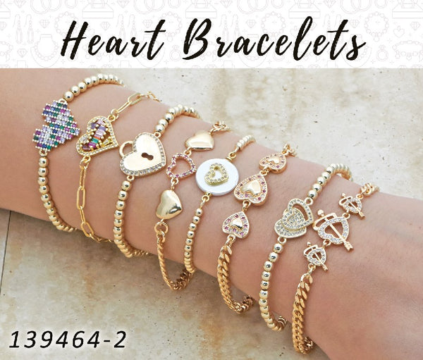 Gold Filled Bracelet — 15 Heart Bracelets in $6.67 ea — alternate product view — SKU 139464 | Oro Laminado brazalete — 15 corazón Bracelets in $6.67 ea — SKU 139464