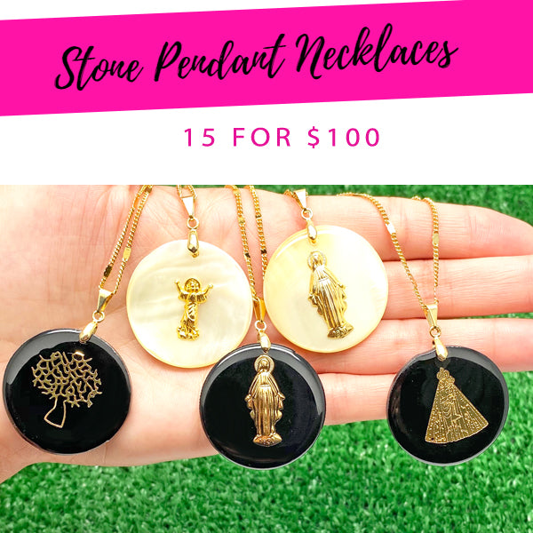 Gold Filled Necklace — 15 Stone Pendant Necklaces $6.67 each for $ — main product view — SKU 139364 | Oro Laminado collar — 15 Stone Pendant Necklaces $6.67 each for $ — SKU 139364